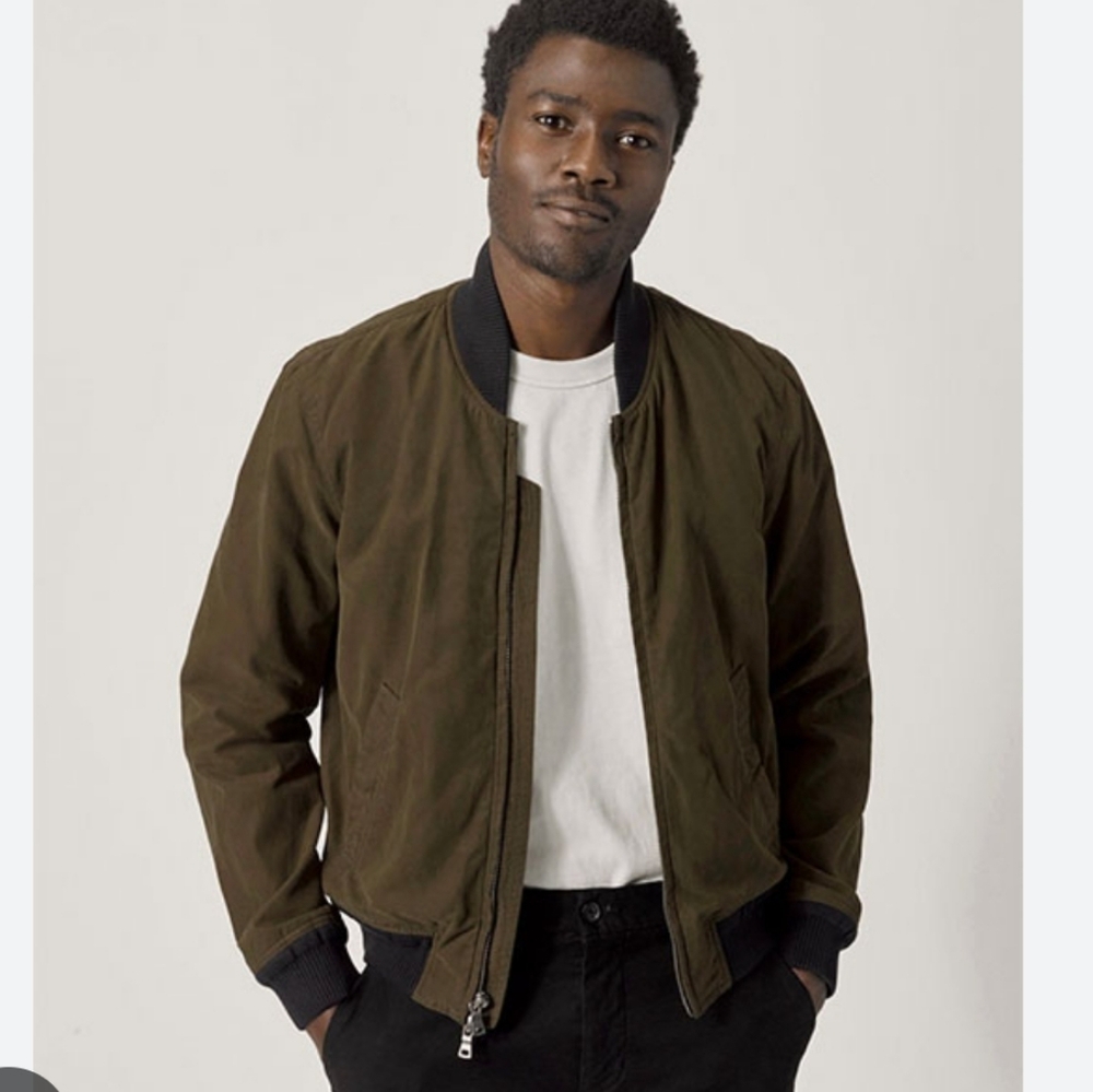 Buck Mason Olive Green Bomber Jacket